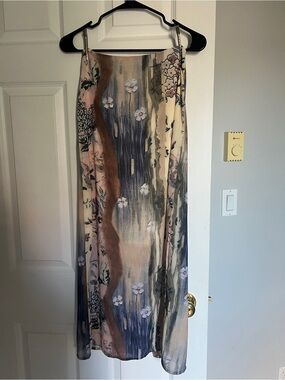 Floral Watercolor Midi Slip Skirt - Pink Multi